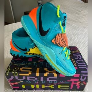 NIKE KYRIE IRVING 6 ORACLE Blue/Orange Animal Print Size 12 Sneakers; Preloved
